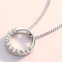 925 Sterling Silver Jewelry Round Zircon Pendants Necklaces Women Fine Semi 265