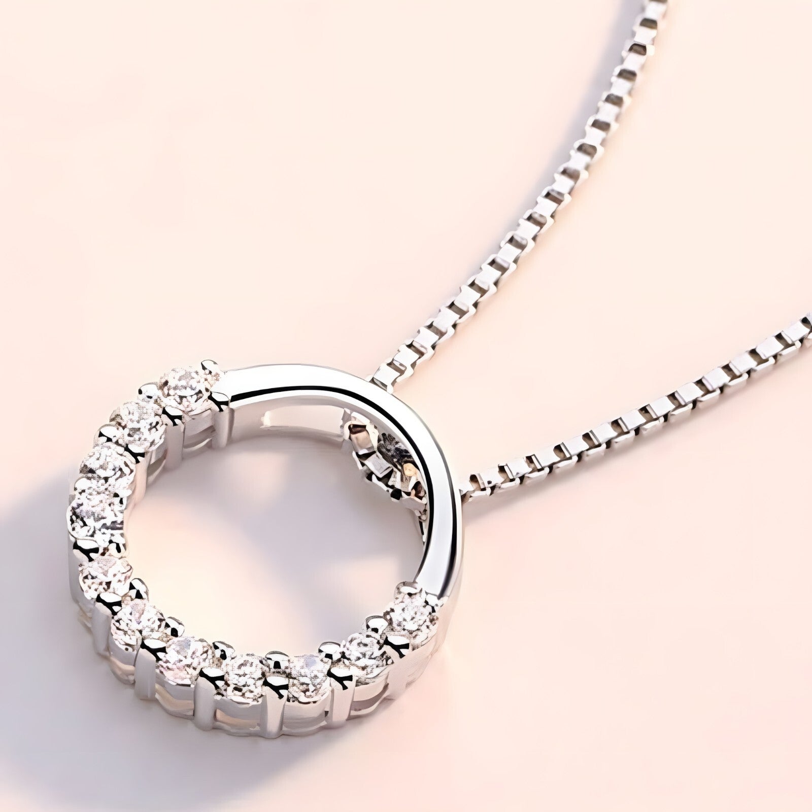 925 Sterling Silver Jewelry Round Zircon Pendants Necklaces Women Fine Semi 265