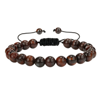 Adjustable Macrame Bracelet for Men Women,Featuring Natural 8mm Tiger's Eye B122
