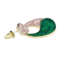 Waterdrop Statement Drop Earrings — Elegant Enamel Swirl Design, Gold Tone 1384