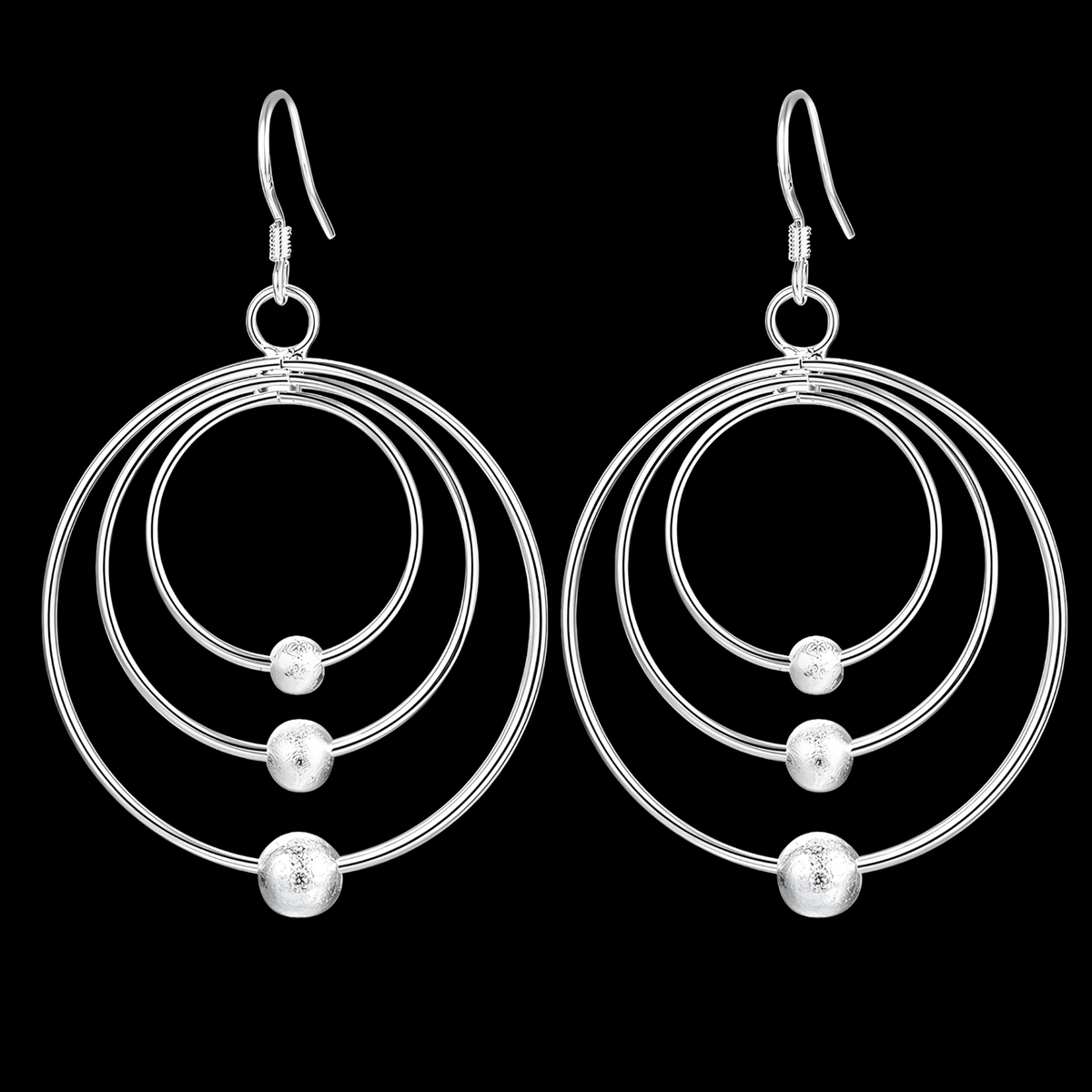 Triple Circle Hoop Drop Earrings for Women Layered Concentric Circle Dangle 1417