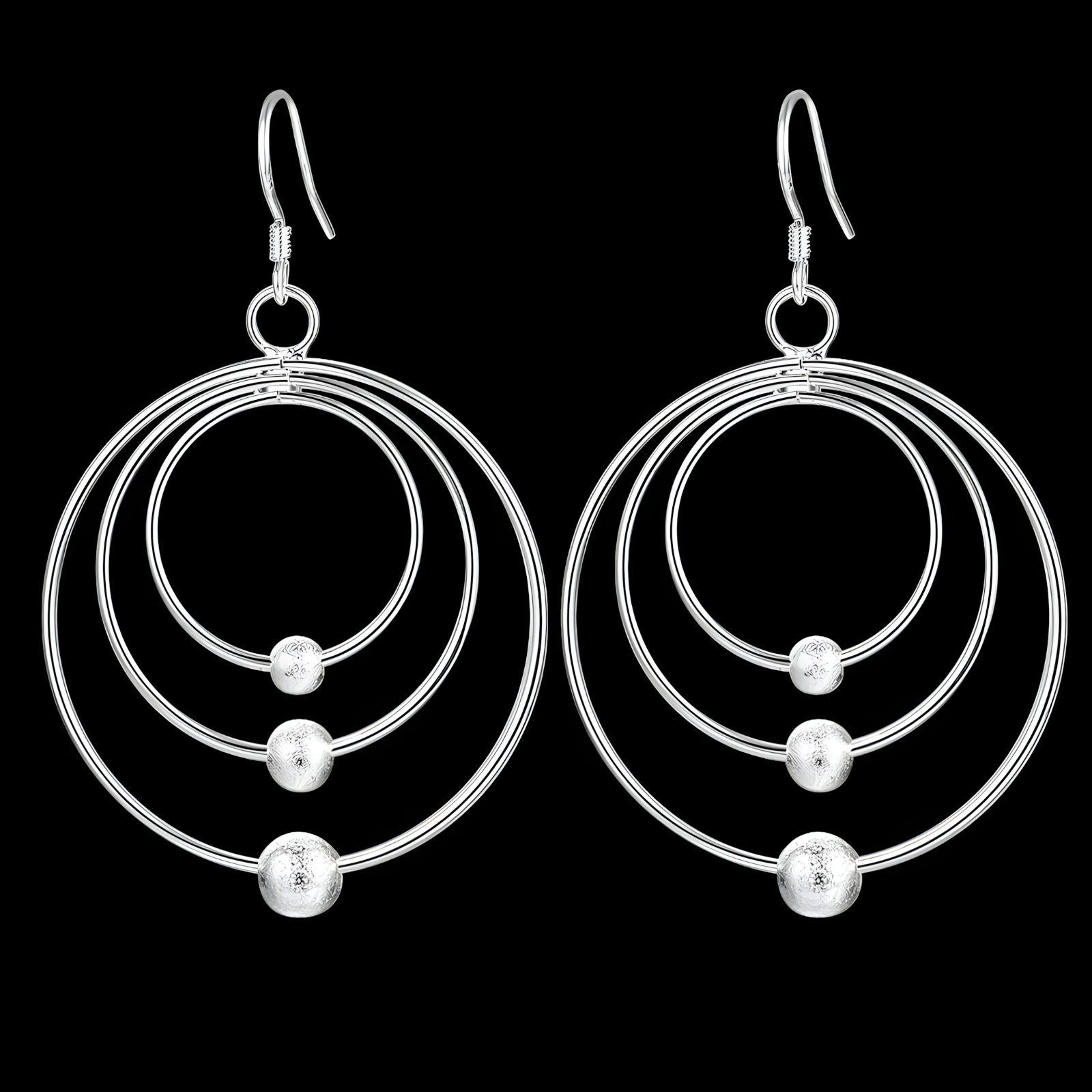 Triple Circle Hoop Drop Earrings for Women Layered Concentric Circle Dangle 1417