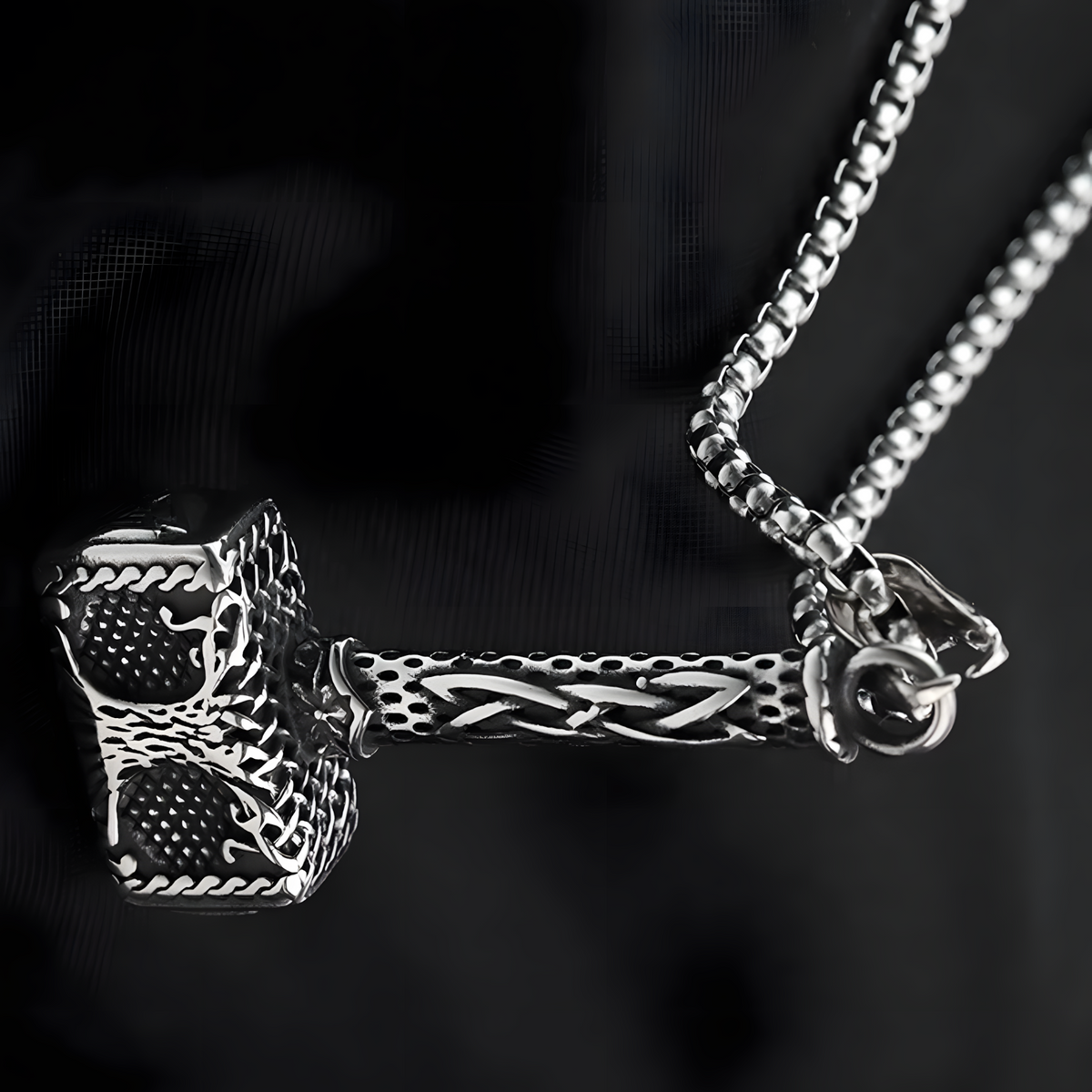 Stainless Steel Viking Thor Hammer Tree Of Life Pendant Necklace For Men 1069