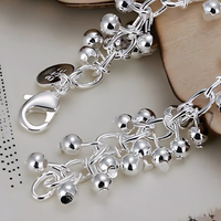 Silver-Plated Beaded Charm Bracelet for Women – Trendy Chain & Link Design 1191