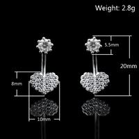Sterling Silver Heart Drop Earrings with Cubic Zirconia - Dangle Earrings 335