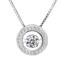 925 Sterling Silver Jewelry Round Zircon Pendants Necklaces Women Fine Semi 267