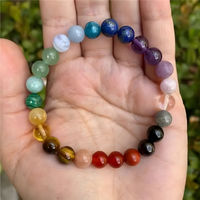 7 Chakras Beaded Bracelet — Tiger Eye & Amethyst + Multi Chakra Gemstones, 1404