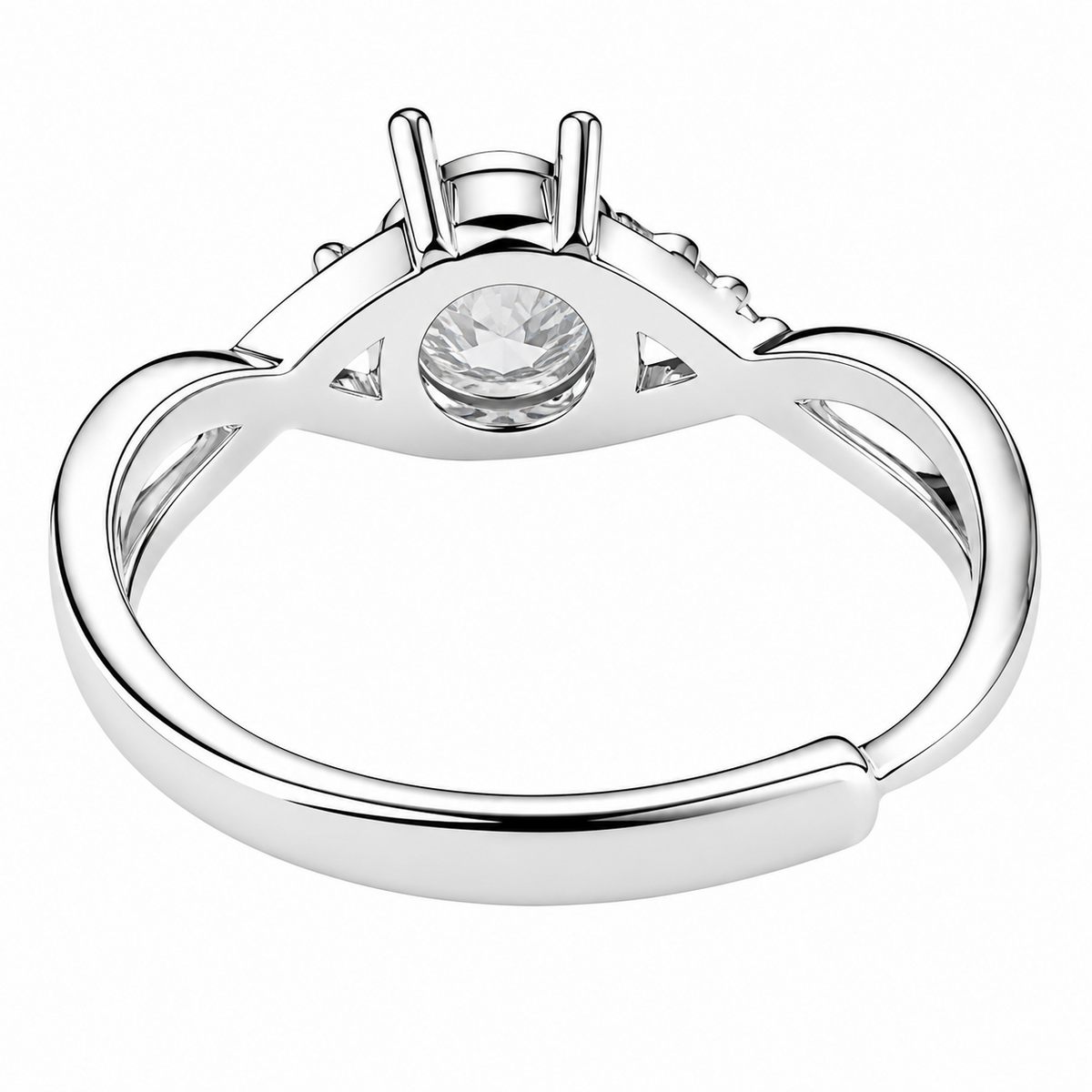 Adjustable Zircon Engagement Ring Round Brilliant Solitaire Twisted Cross 1659