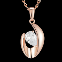 Rose Gold Colour Pendant Necklace for Women, Copper Alloy with Zircon Stone 1281