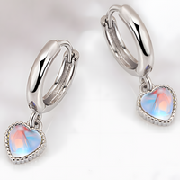 925 Silver-Plated Heart Hoop Earrings – Romantic Crystal Heart Dangle Hoops 927
