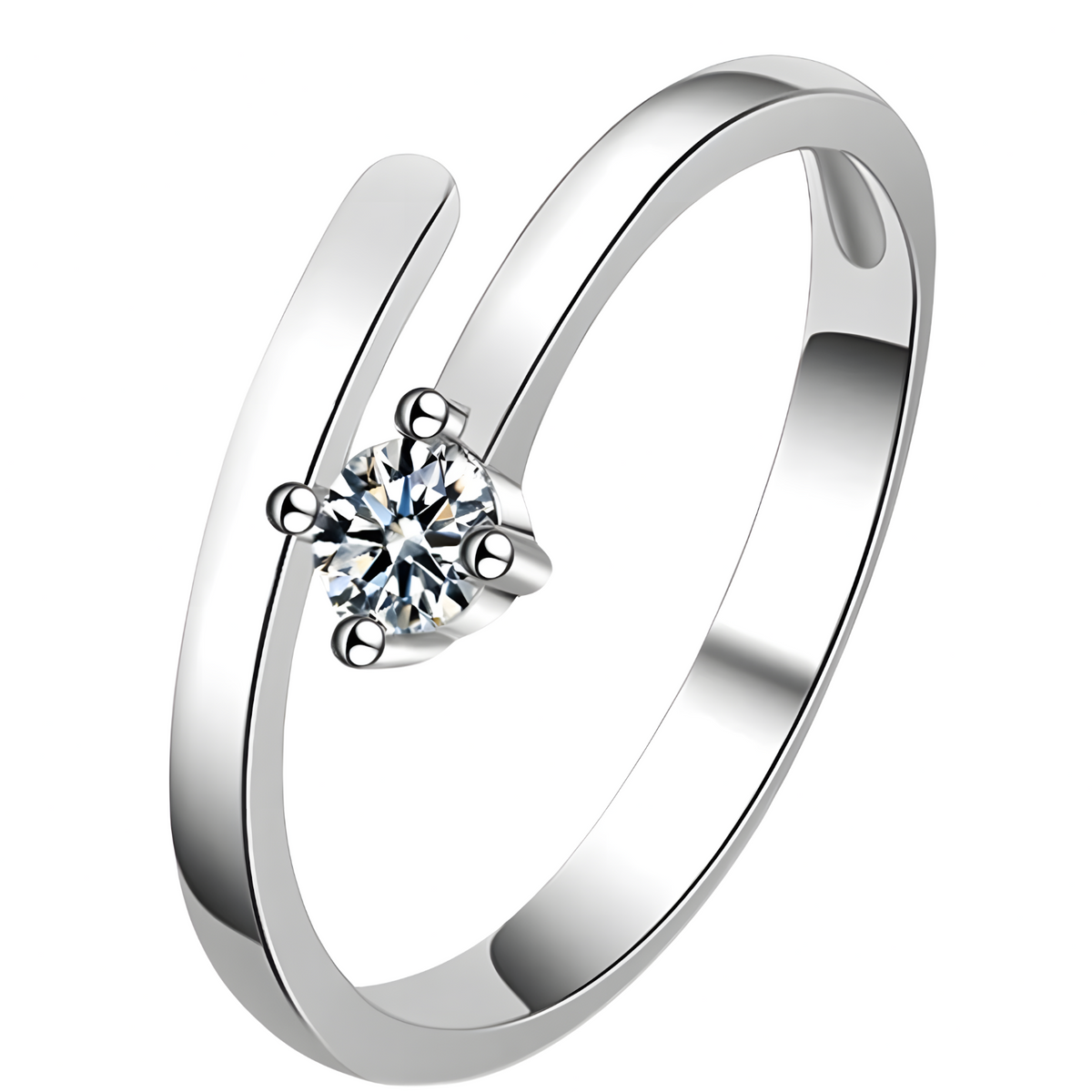 Unified Jewellery Sterling Silver Solitaire Ring, 5mm Cubic Zirconia, Band 370