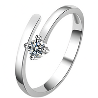 Unified Jewellery Sterling Silver Solitaire Ring, 5mm Cubic Zirconia, Band 370