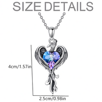 Phoenix Heart Necklace    Gothic Fantasy Firebird Pendant Mystical Winged 1183