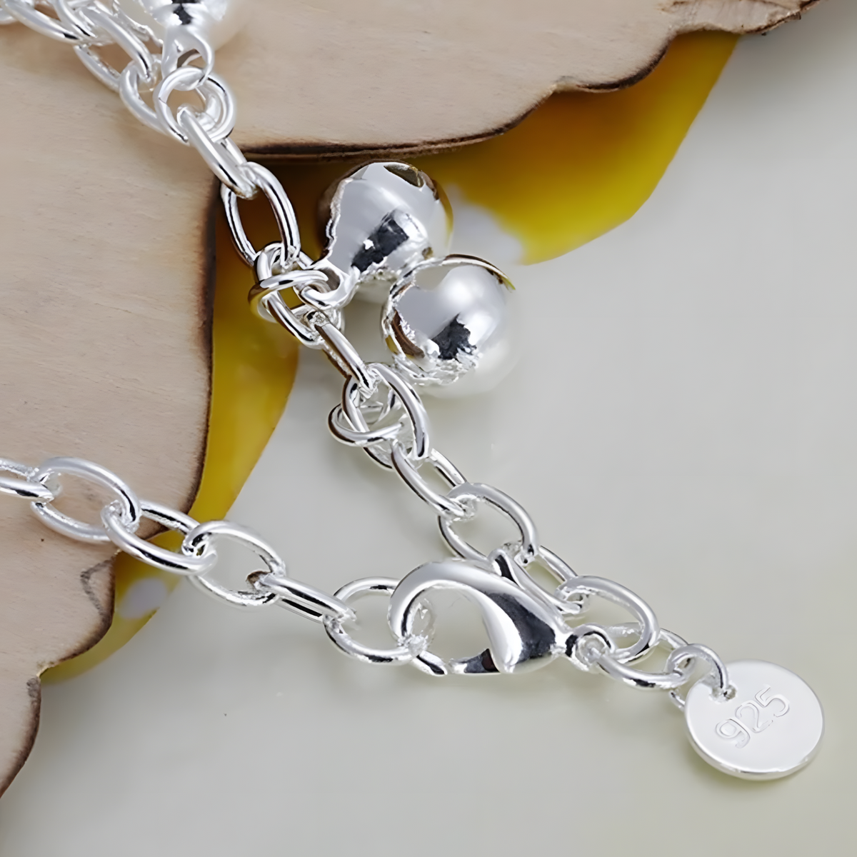 Bell Charm Bracelet for Women – Cable Link Chain, Lobster Clasp Extender 1427