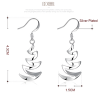 Silver Plated Crescent Wave Drop Earring Women–Elegant Spiral Dangle Design 1206