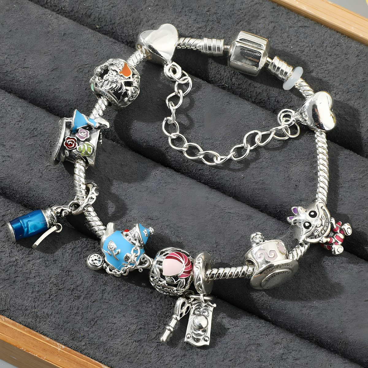 Storybook Charm Bracelet for Women–Zinc Alloy Snake Chain Colourful Enamel 1251