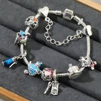 Storybook Charm Bracelet for Women–Zinc Alloy Snake Chain Colourful Enamel 1251