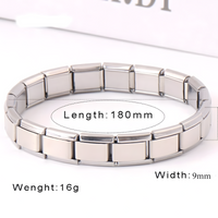 9mm Stainless Steel Bracelet 180mm Length Weight Silver Tone Link Bracelet 1398