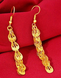 Elegant Dangle Earrings 24k Gold Plated Phoenix Tail Chain Design Engagement 121
