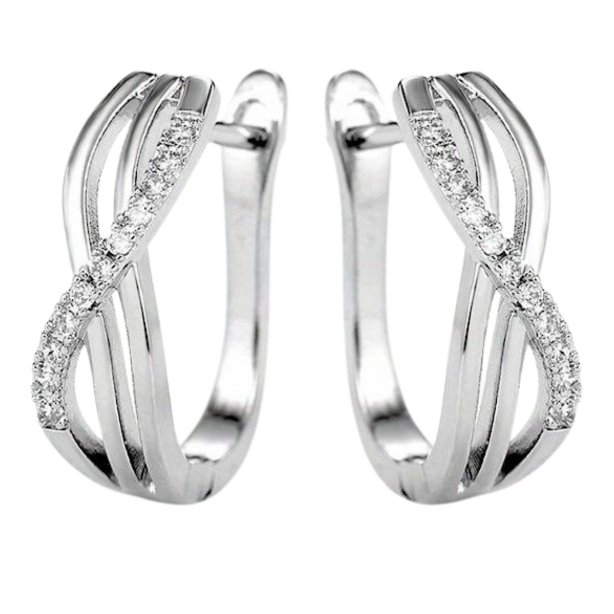 Unified Jewellery® - Women's 925 Silver Infinity Hoop Earrings with Zircon 7 UK