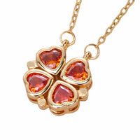 Openable Crystal Clover Statement Necklace Gold Tone Link Chain Love Heart 1691
