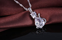 925 Sterling Silver Colour Cat Jewellery Set for Girls Cubic Zircon Necklace 726