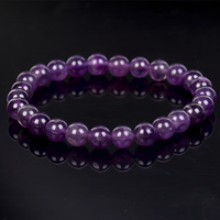 Amethyst Bracelet-8mm Natural Amethyst Round Crystal Beads Stretch Bracelet 1497