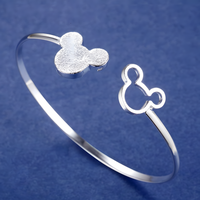 Mouse Silhouette Open Cuff Bangle for Women Premium Double Motif Adjustable 1806