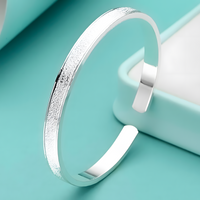 Unified Jewellery Premium Frosted Stripe Adjustable Open Cuff Bangle 1839