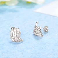 925 Sterling Silver Wave Design Earrings for Women – Sparkling Crystal Studs 311