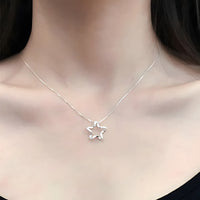 Sterling Silver Star Necklace for Women -Real 925 Box Chain Pendant with AAA 281
