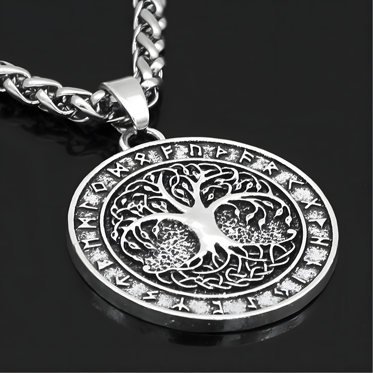 Nordic Vintage Tree of Life Rune Necklace Antique Bronze Silver Tone Unisex B66