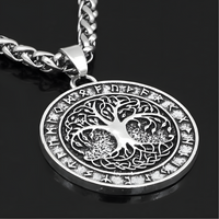 Nordic Vintage Tree of Life Rune Necklace Antique Bronze Silver Tone Unisex B66
