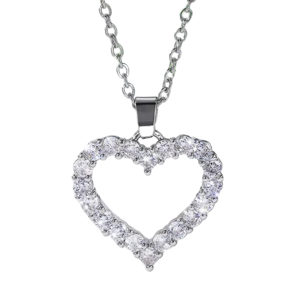 925 Silver Plated Birthstone Heart-Shaped Zircon Pendant Necklace 18