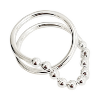 Sterling Silver Adjustable Fidget Ring for Women & Girls Anxiety Relief Bead 486