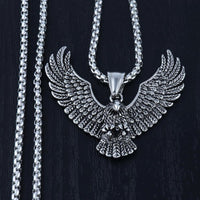 Gothic Eagle Wings Pendant Necklace, 60 cm Silver Tone Box Chain Necklace 1889