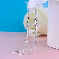 925 Silver-Plated Long Geometric Earrings-Elegant Trendy Drop Earrings Women 928