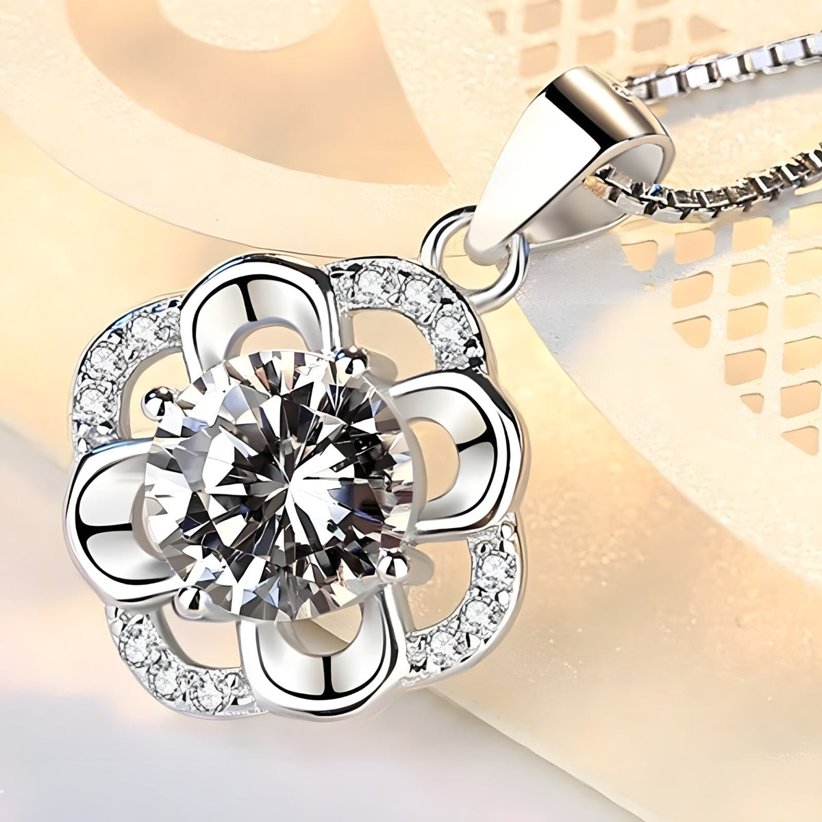 Fashion Party Flowers Rhinestone CZ Pendants Neckalce 925 Sterling Silver 276