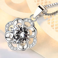 Fashion Party Flowers Rhinestone CZ Pendants Neckalce 925 Sterling Silver 276