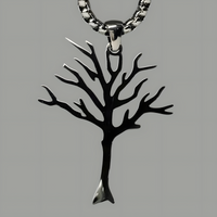 Stainless Steel Tree of Life Pendant Necklace - Modern Silver Tone Charm B85