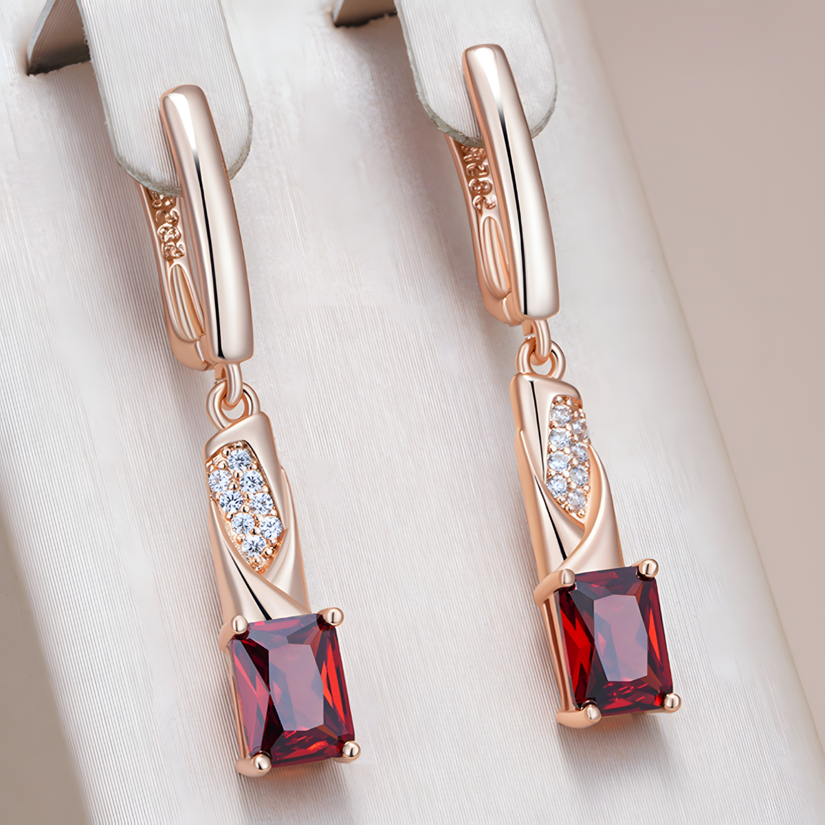Rose Gold Colour Long Drop Earrings for Women, Copper Alloy Dangle Earrings 1291