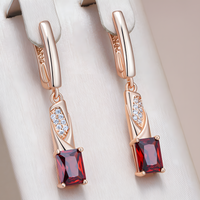 Rose Gold Colour Long Drop Earrings for Women, Copper Alloy Dangle Earrings 1291