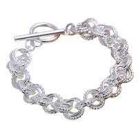 Toggle T-Bar Clasp, 8 Inch Length, 27g, Classic Round Link Charm Bracelet 1426