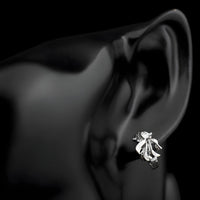Sterling Silver Fish Hoop Earrings with Cubic Zirconia Huggie Hoop Earrings 340