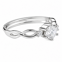 Women's Round Brilliant Zircon Ring Adjustable Elegant Solitaire Engagement 1613