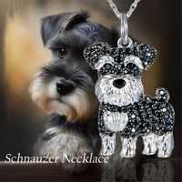 Schnauzer Dog Pendant Necklace For Women Black Crystal Animal Charm 2.5cm  B231