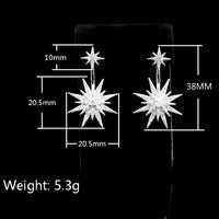 Sterling Silver Star Drop Earrings with Cubic Zirconia Dangle Earrings 342