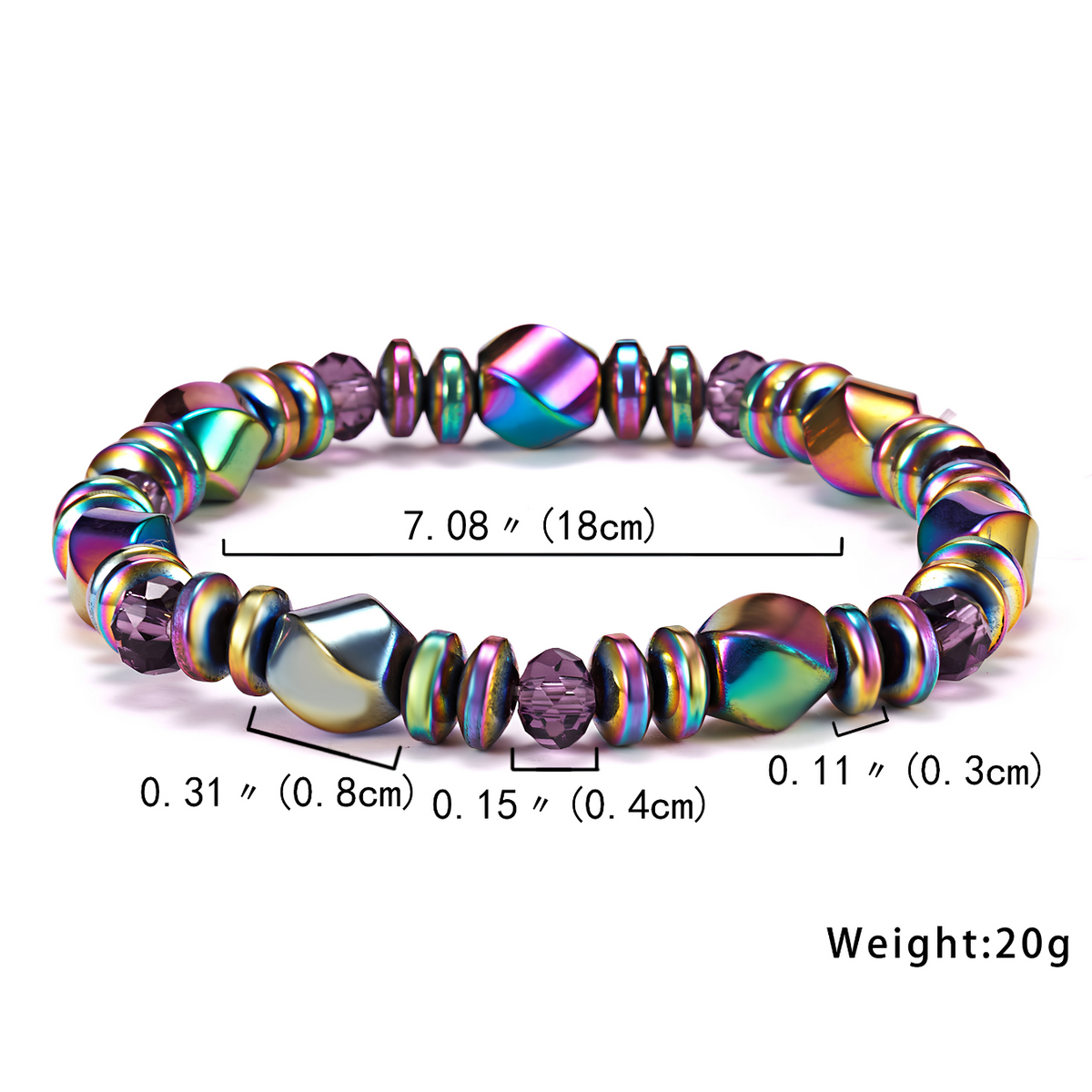 Luxury-Style Multicolour Magnetic Bead Bracelet - 18 cm Elastic Stretch 1819