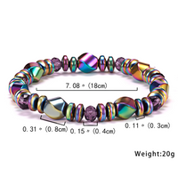 Luxury-Style Multicolour Magnetic Bead Bracelet - 18 cm Elastic Stretch 1819