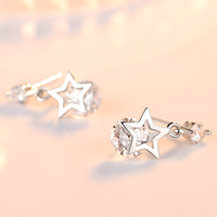Crystal Star Drop Earrings Women – Trendy Screw-Back Stud Design, Sparkling 1011
